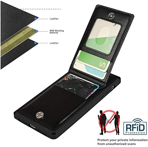 ארנק עם כרטיס אשראי מחזיק, [חסימת] פרימיום עור מגנטי אבזם קיקסטנד רצועת יד עמיד הלם כיסוי עבור אייפון